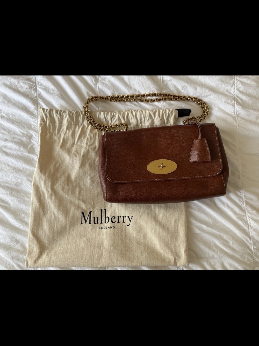 Mulberry Brown Leather Shoulder Bag with Gold Hardware